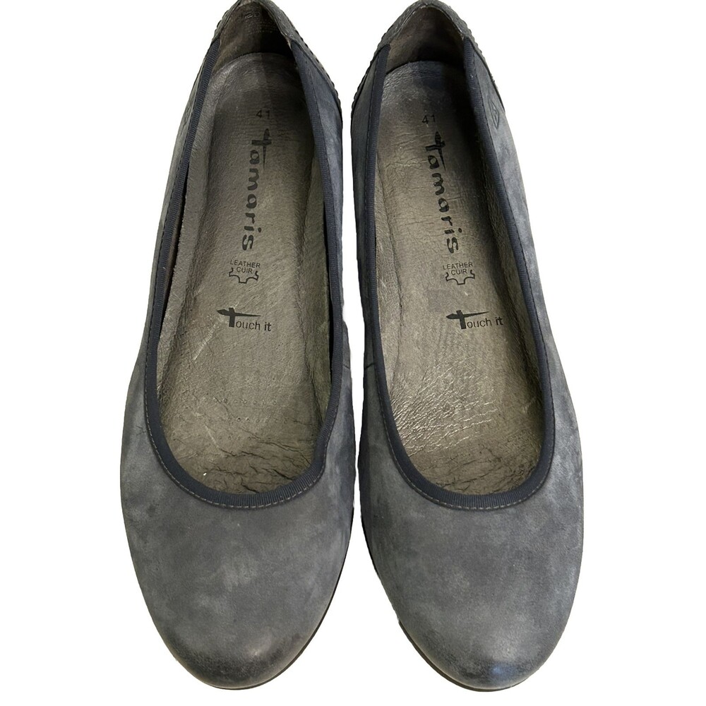 Tamaris Leather Ballerina Slipper Shoes Court Shoes Grey Women’s Size 41 US 9.5
